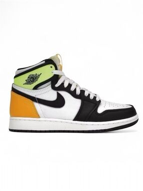 Jordan 1 Retro High Kids Black White Volt University Gold GS Sneakers Size 5Y